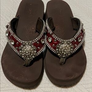 MONTANA West Embellished BLINGY Brown Sandals